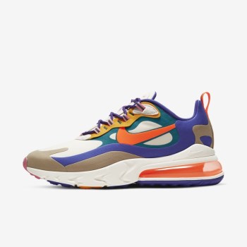 Nike Air Max 270 React - Férfi Utcai Cipő - Világos Barna/Khaki/Piros